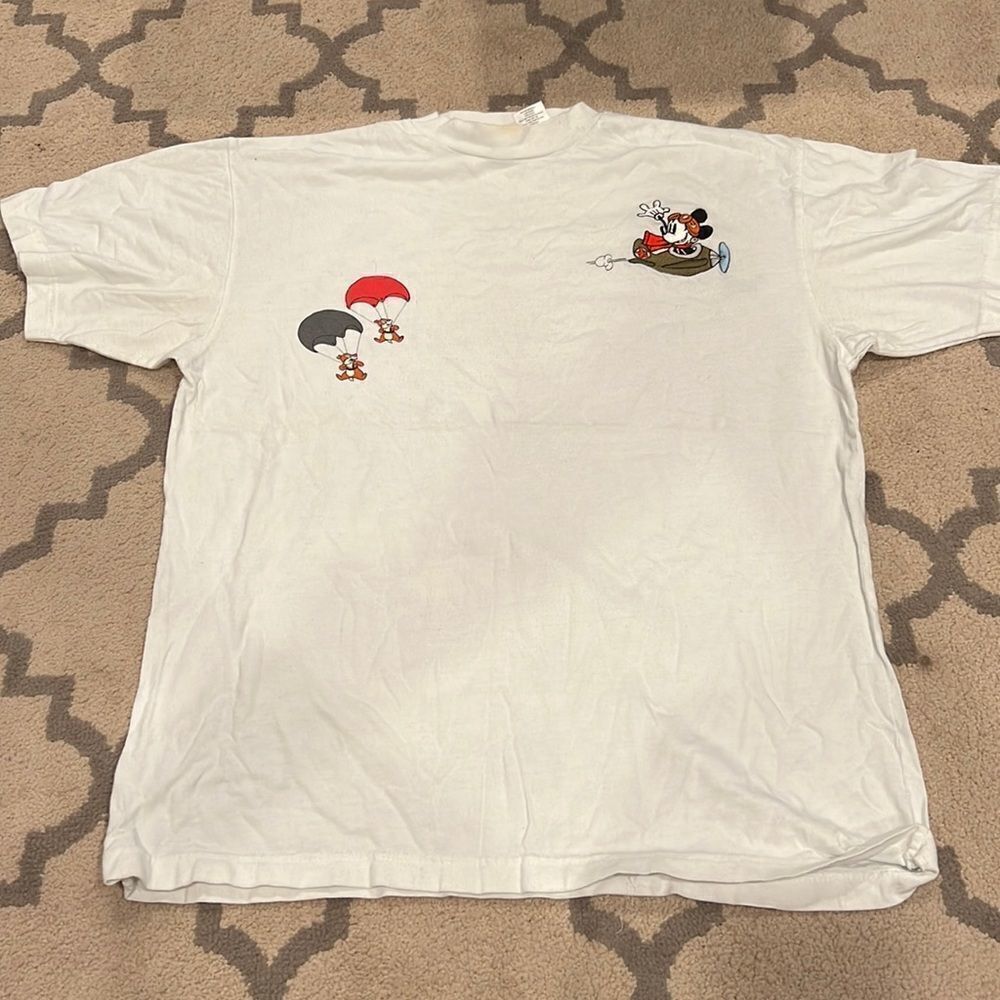 VTG Disney store size L tee shirt in white embroidered Mickey on chest GUC